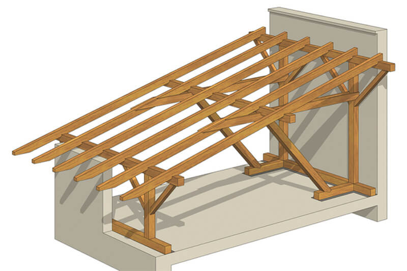 Устройство односкатной крыши бани